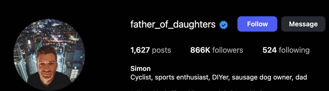 Simon aka Father of Daughters Social Profile