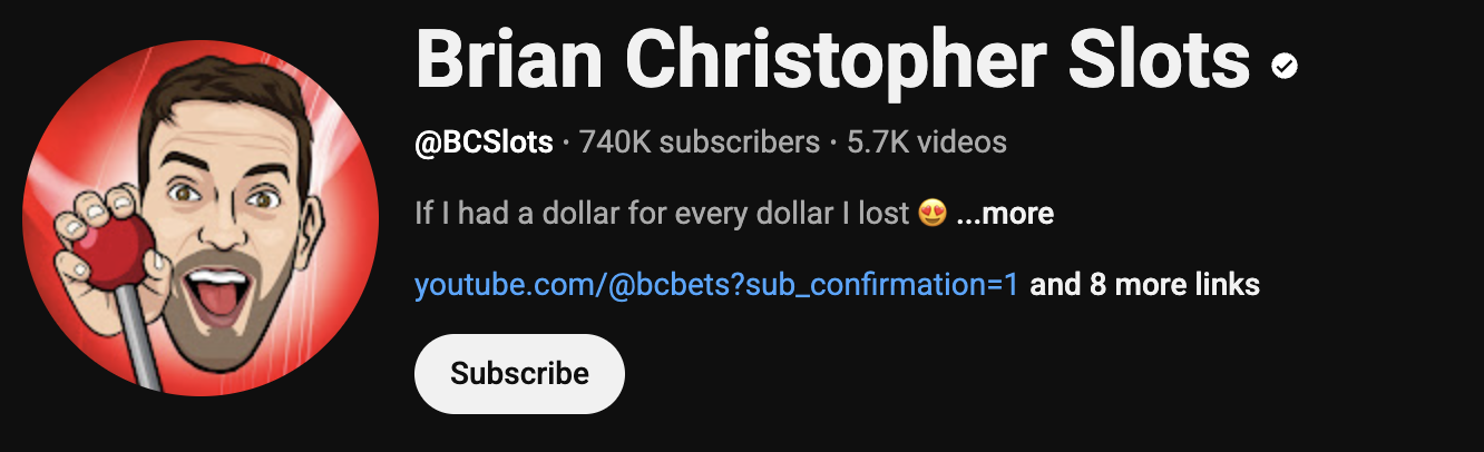Brian Christopher Slots Youtube profile