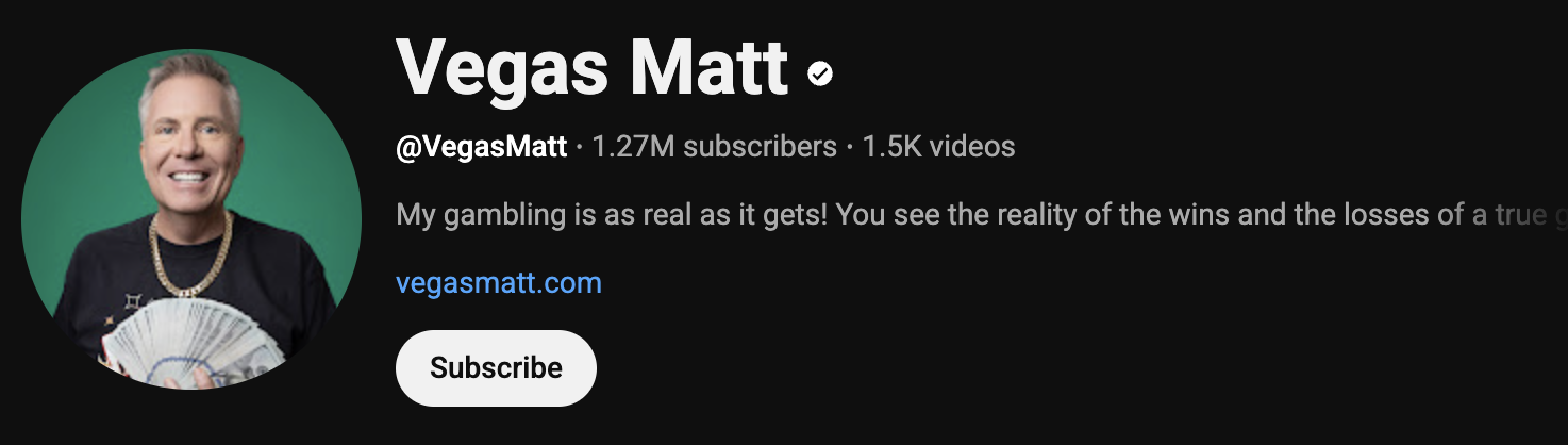 Vegas Matt youtube profile