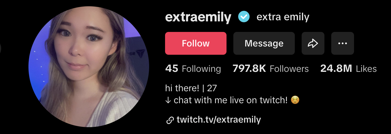 Extra Emily TikTok profile